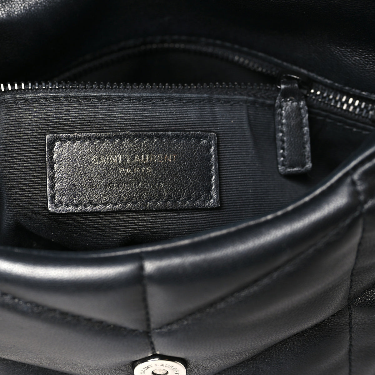 Saint Laurent Lambskin Quilted Toy Loulou Puffer Monogram Monochrome Chain Satchel Black 6 of 11