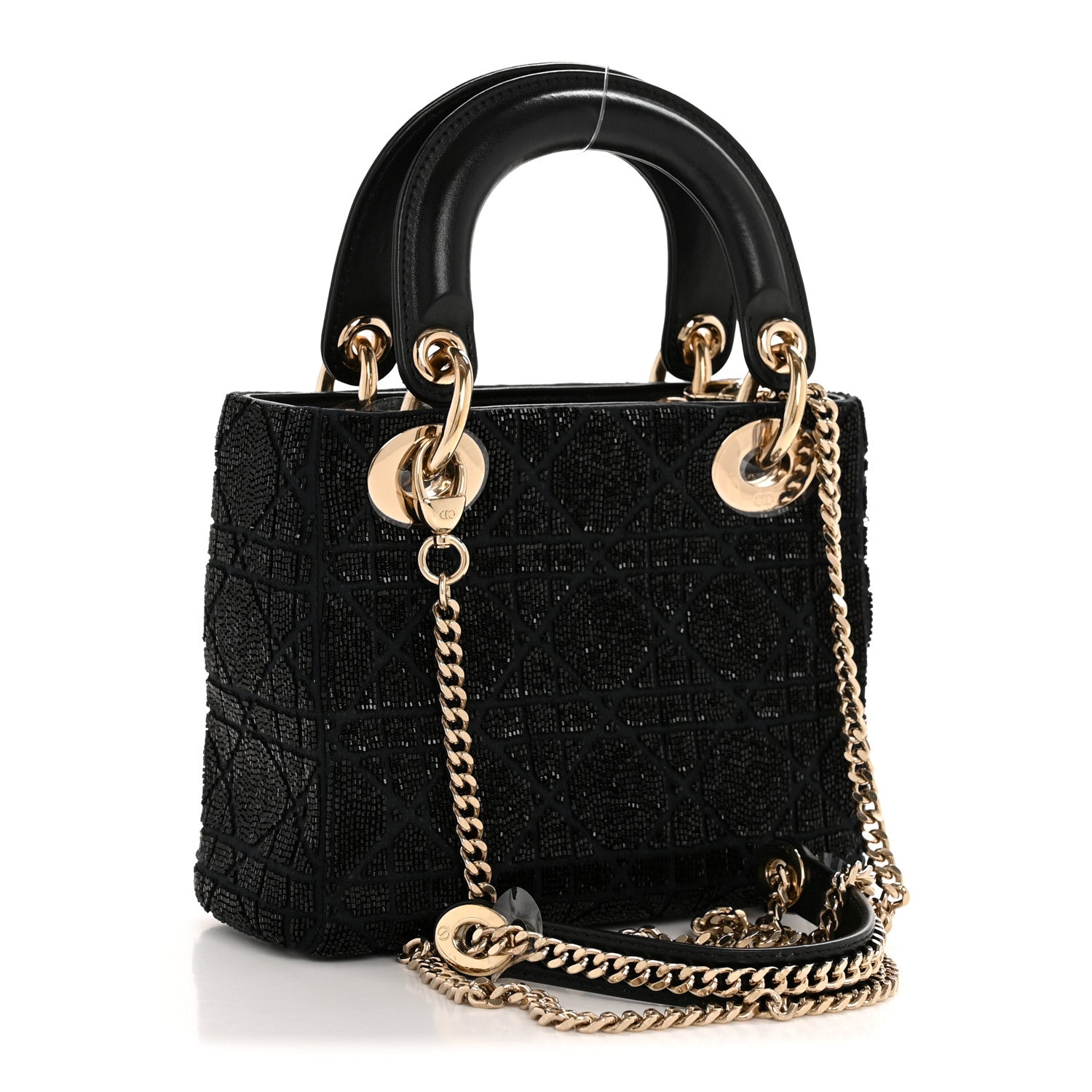 Christian Dior Lambskin Cannage Beaded Embroidery Mini Lady Dior Black 3 of 13