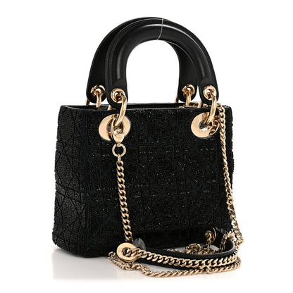 Christian Dior Lambskin Cannage Beaded Embroidery Mini Lady Dior Black 3 of 13