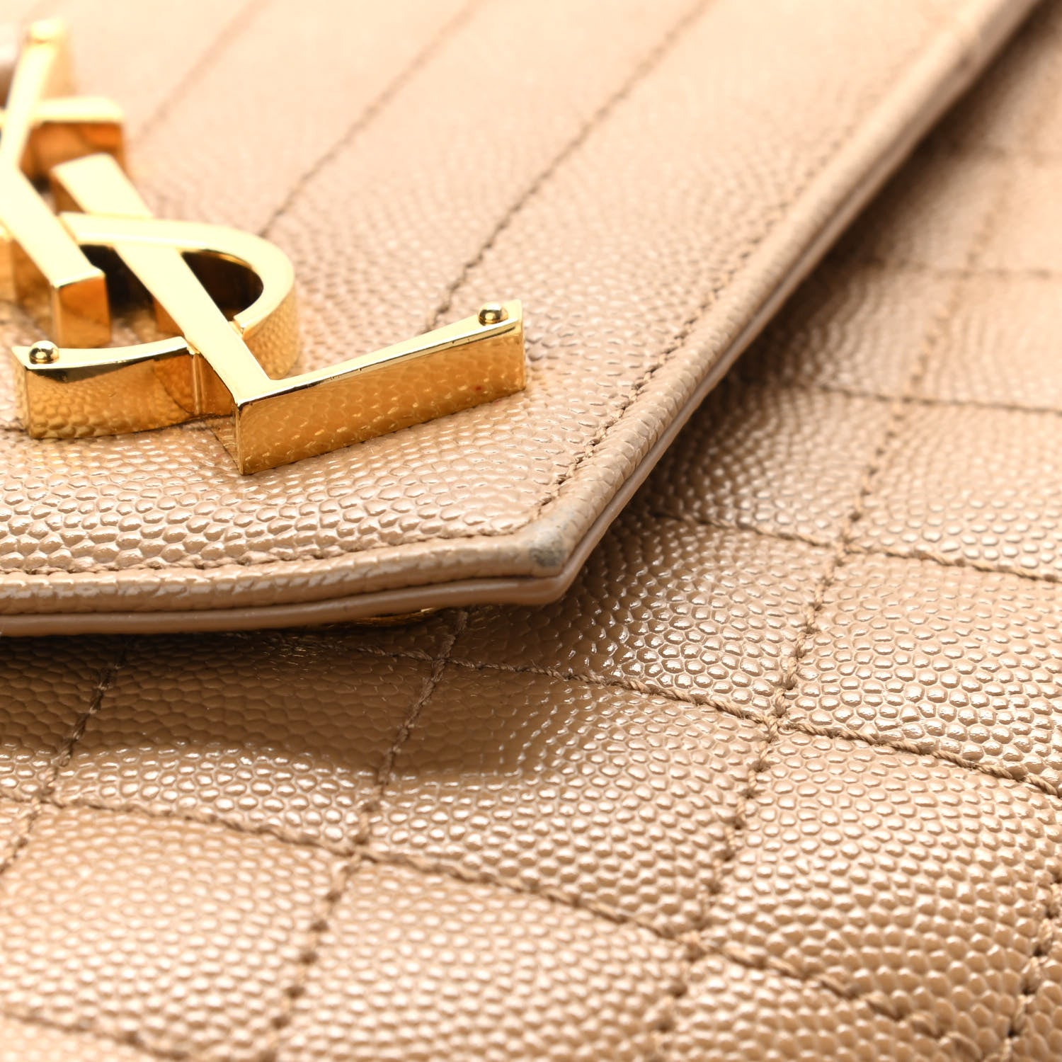 Saint Laurent Grain De Poudre Textured Mixed Matelasse Medium Triquilt Monogram Satchel Dark Beige 10 of 11