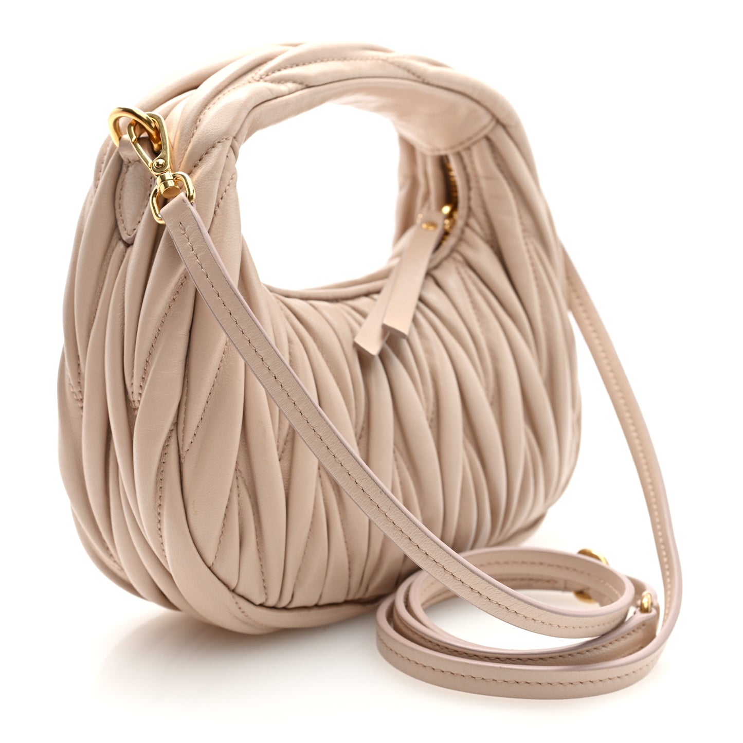Velluto Froisse Matelasse Mini Wander Hobo Granito Cipria