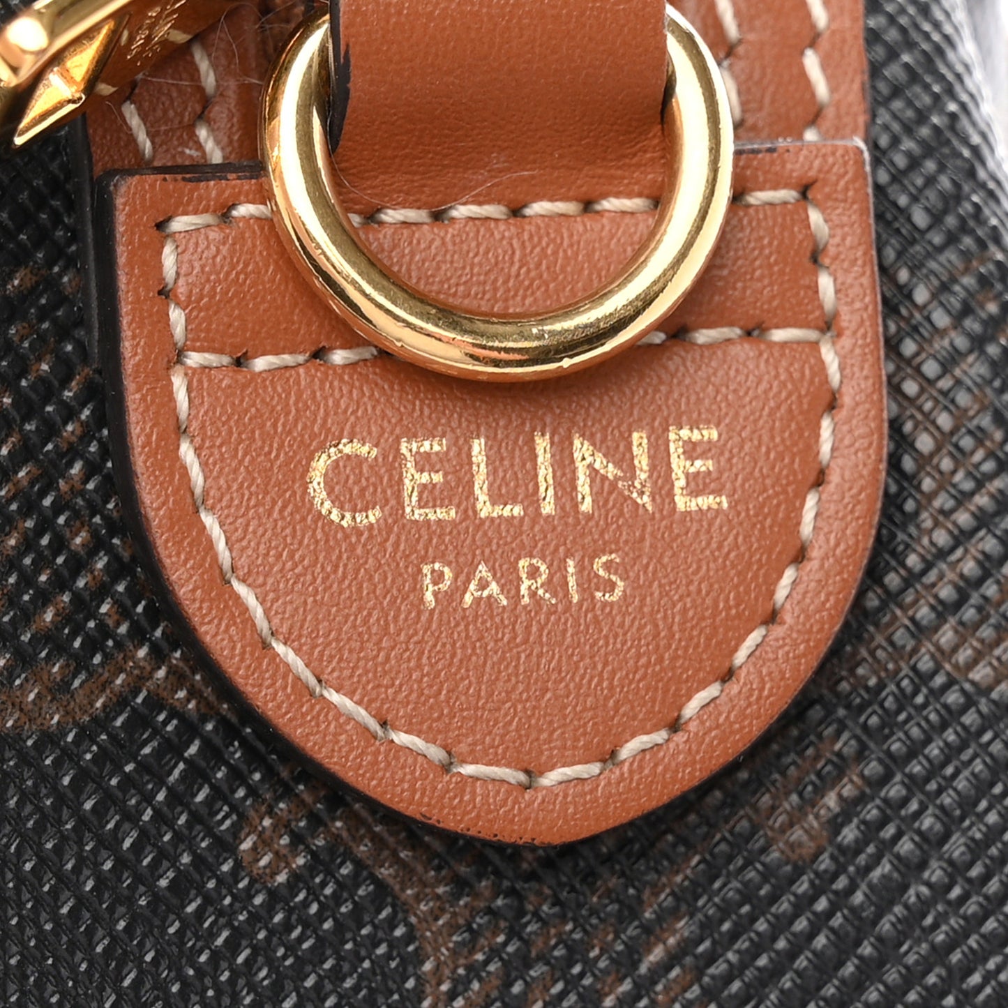 Triomphe Canvas Calfskin Small Boston Bag Tan
