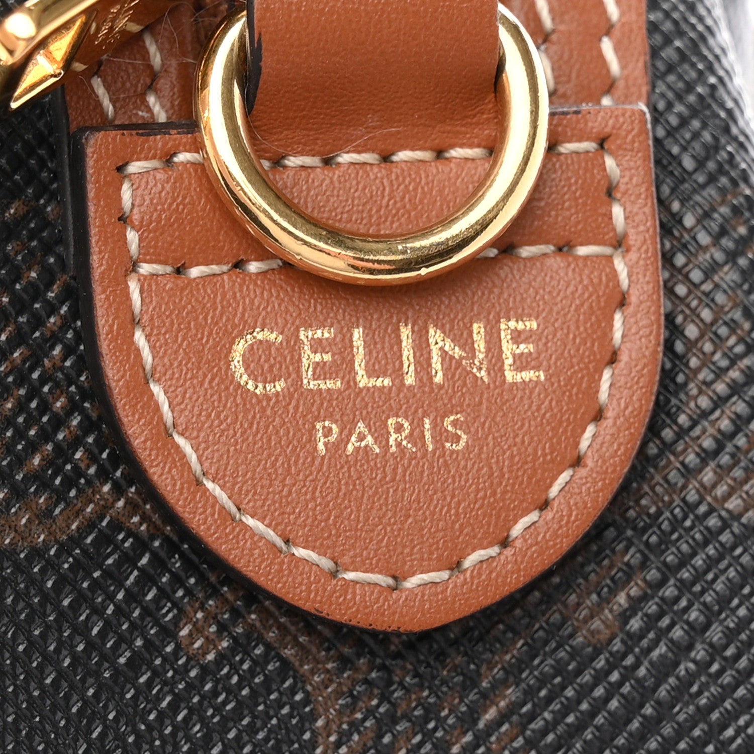 Celine Triomphe Canvas Calfskin Small Boston Bag Tan 6 of 9