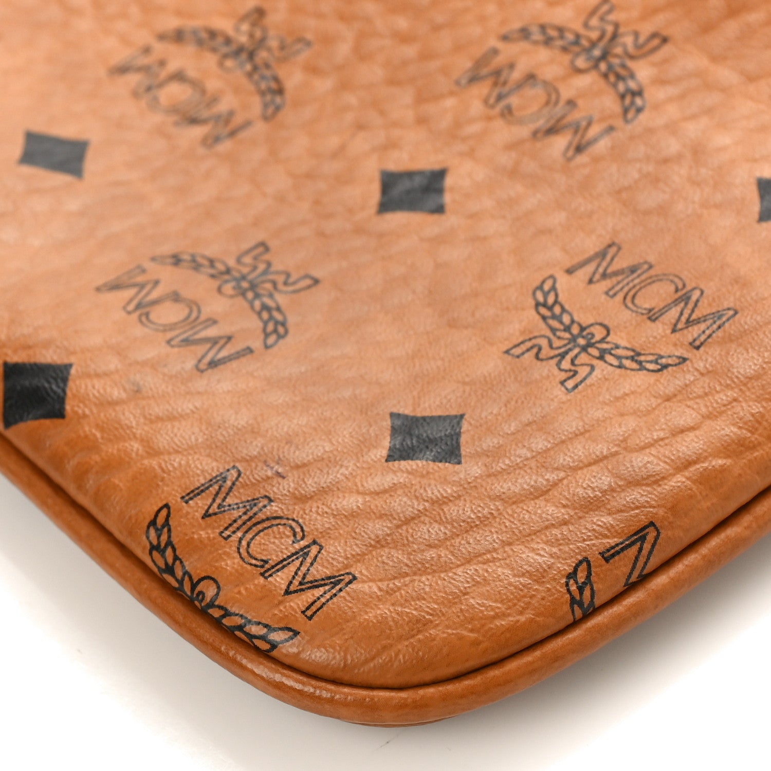 MCM Visetos Liz Shopper Tote Pouch Cognac 8 of 8