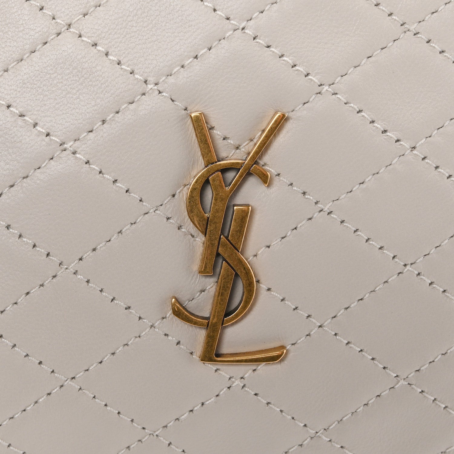 Saint Laurent Lambskin Quilted Gaby Zipped Pouch Crema Soft 11 of 12