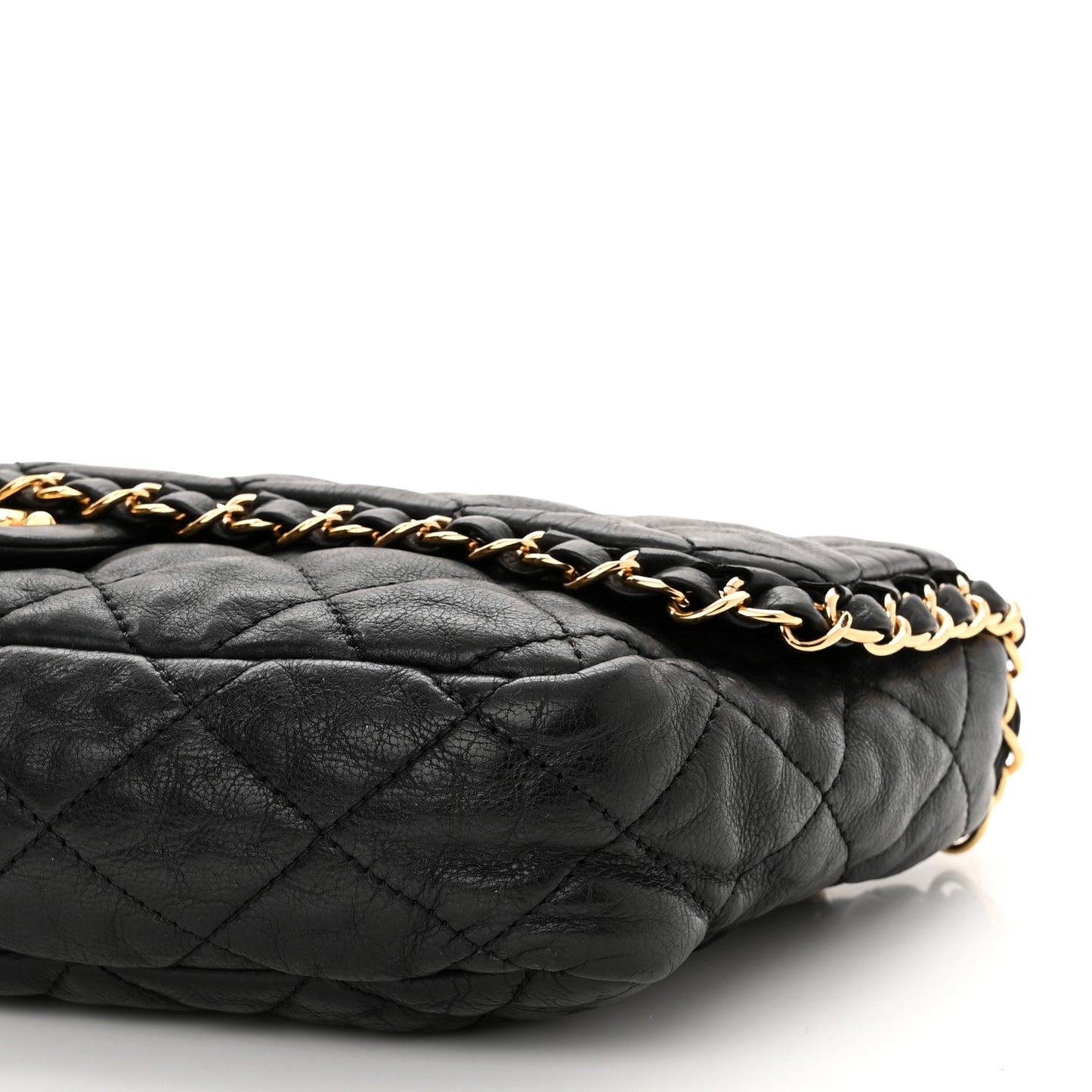 Calfskin Quilted Medium Chain Me Flap Black