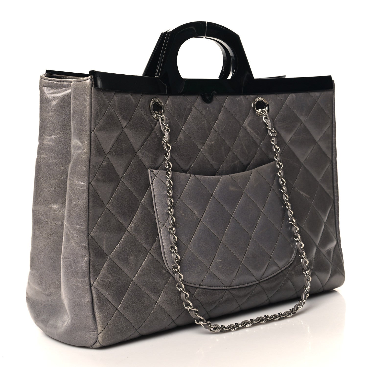 Chanel Glazed Calfskin Quilted Large CC Delivery Tote Grey 3 of 11