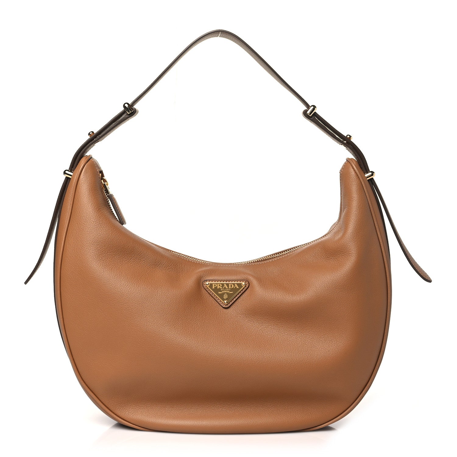Prada Soft Calfskin Large Shoulder Bag Caramel 1 of 9