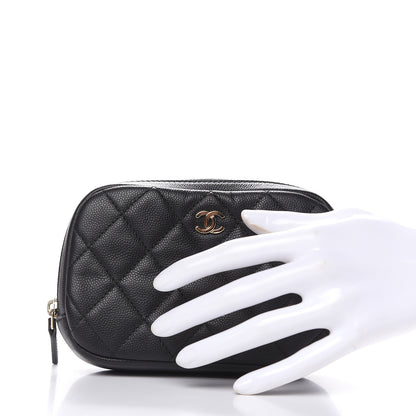 Chanel Caviar Quilted Small Curvy Pouch Cosmetic Case Black 2 of 7