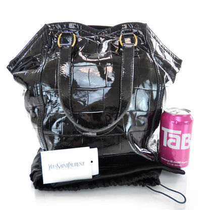 Saint Laurent Patent Croc Downtown Tote Black 3 of 7