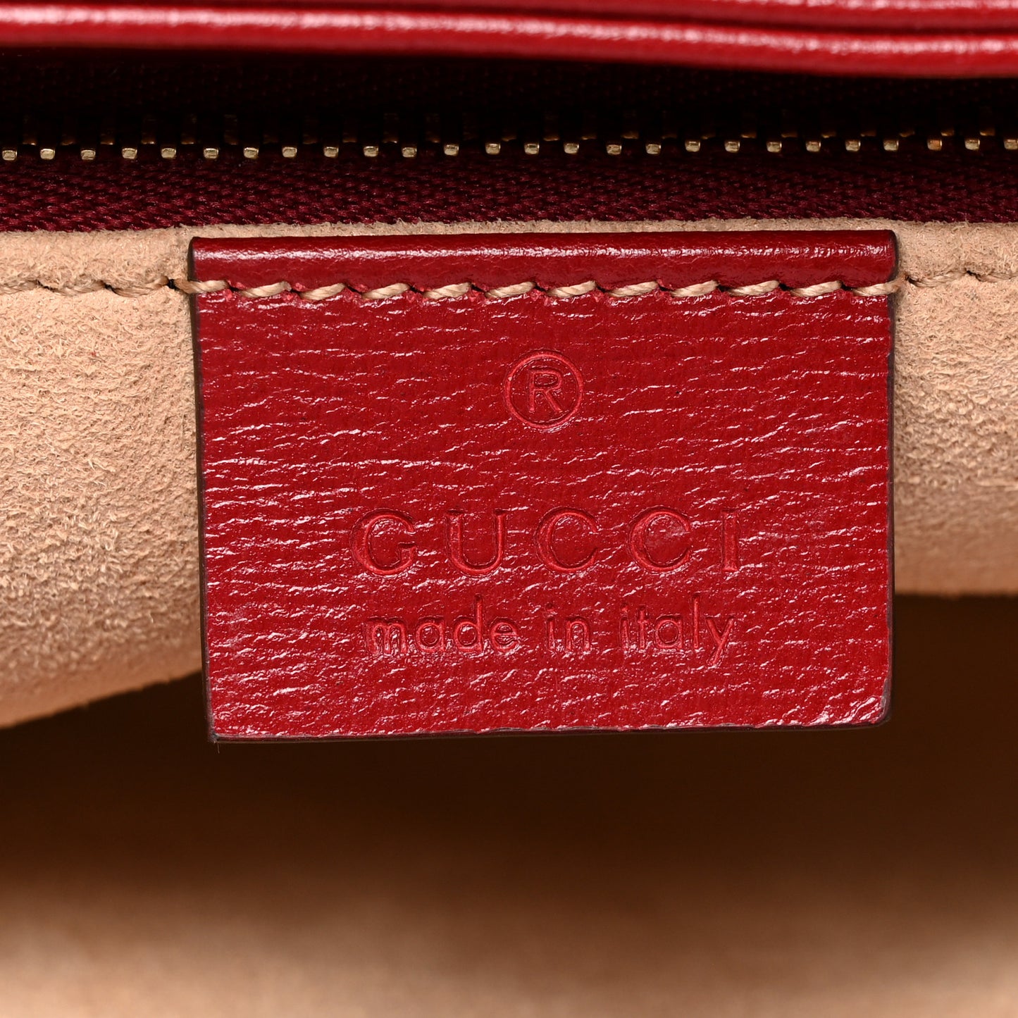 GG Supreme Monogram Azalea Calfskin Horsebit 1955 Shoulder Bag Beige Ebony New Cherry Red
