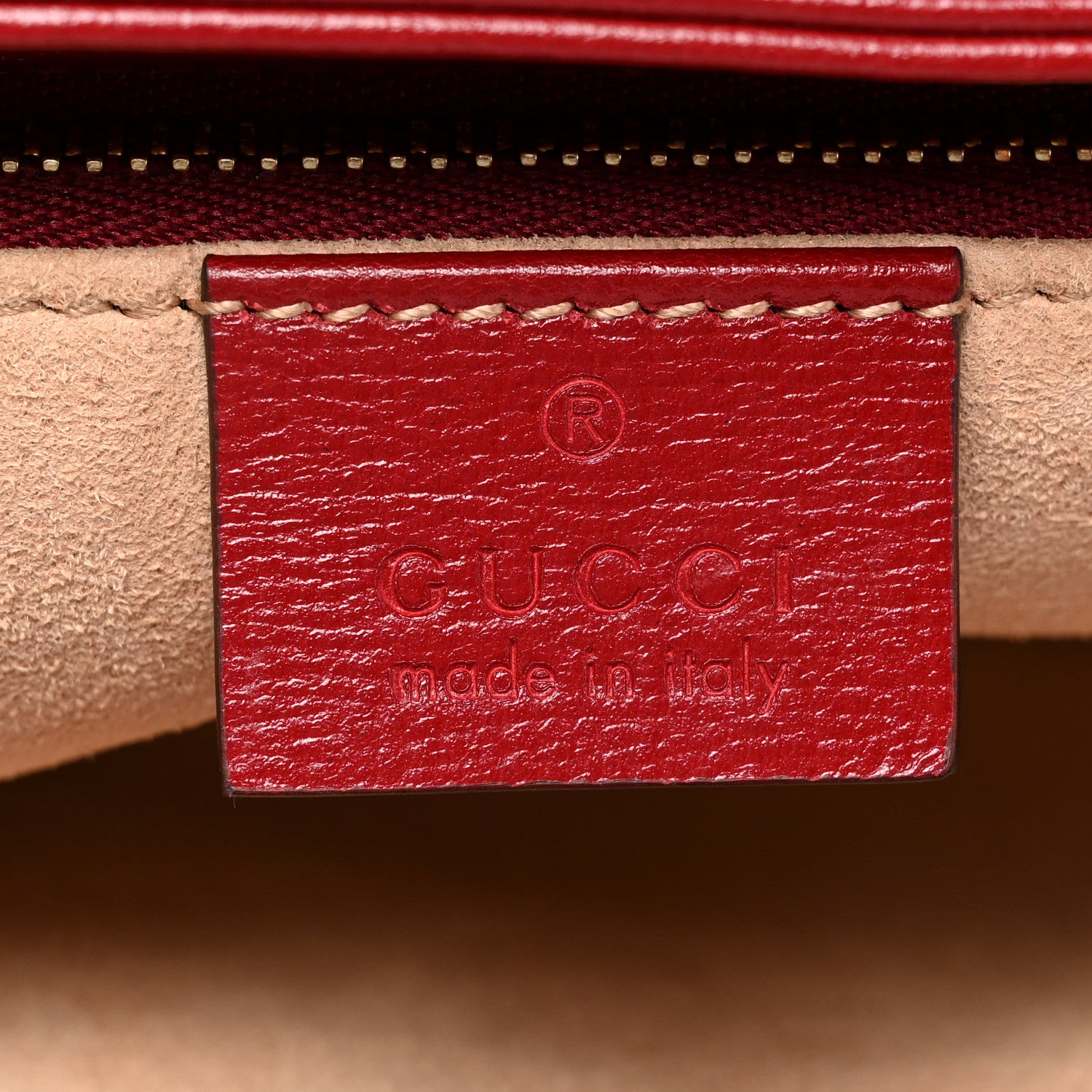 Gucci GG Supreme Monogram Azalea Calfskin Horsebit 1955 Shoulder Bag Beige Ebony New Cherry Red 9 of 11