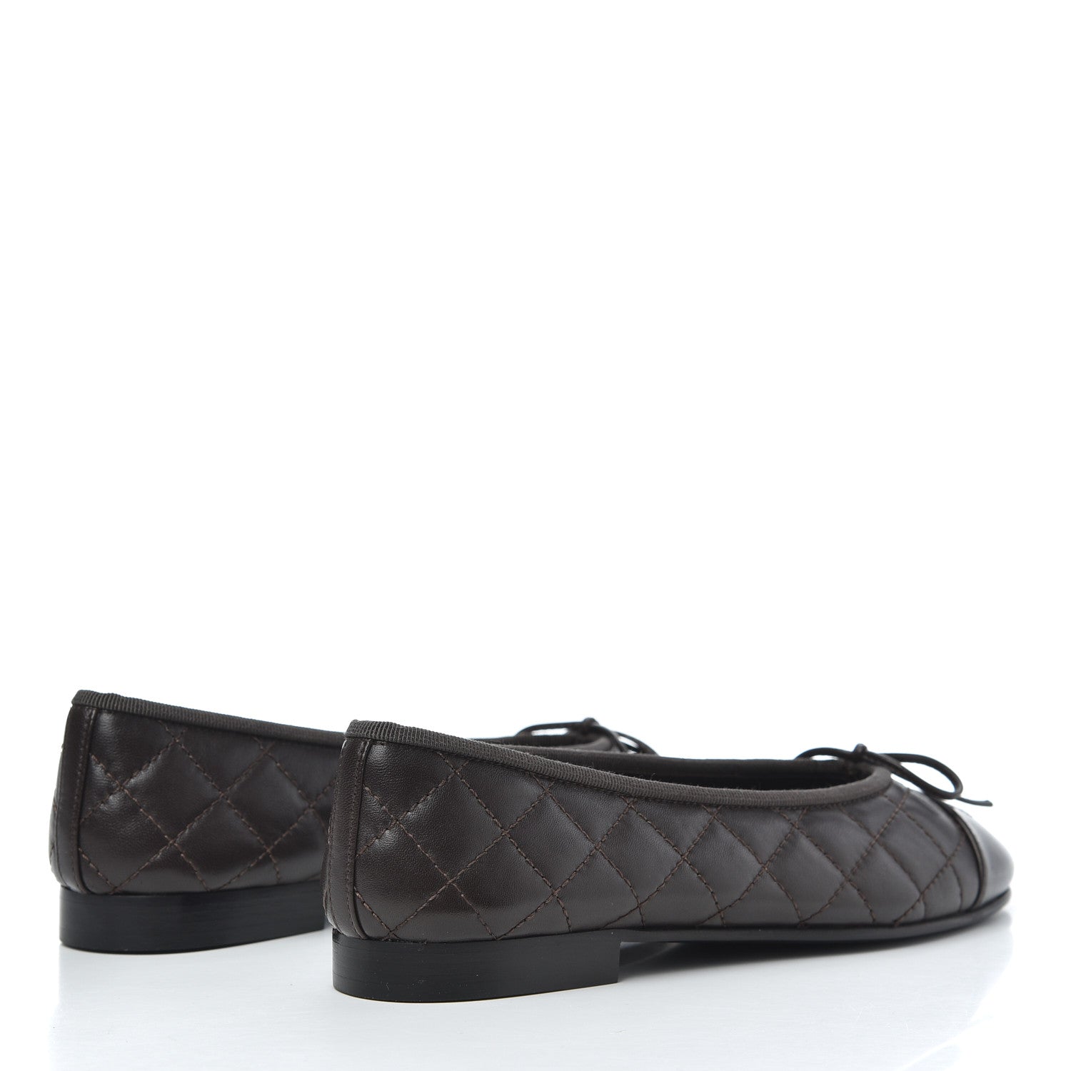Chanel Lambskin Quilted Cap Toe Ballerina Flats 36.5 Dark Brown 4 of 14