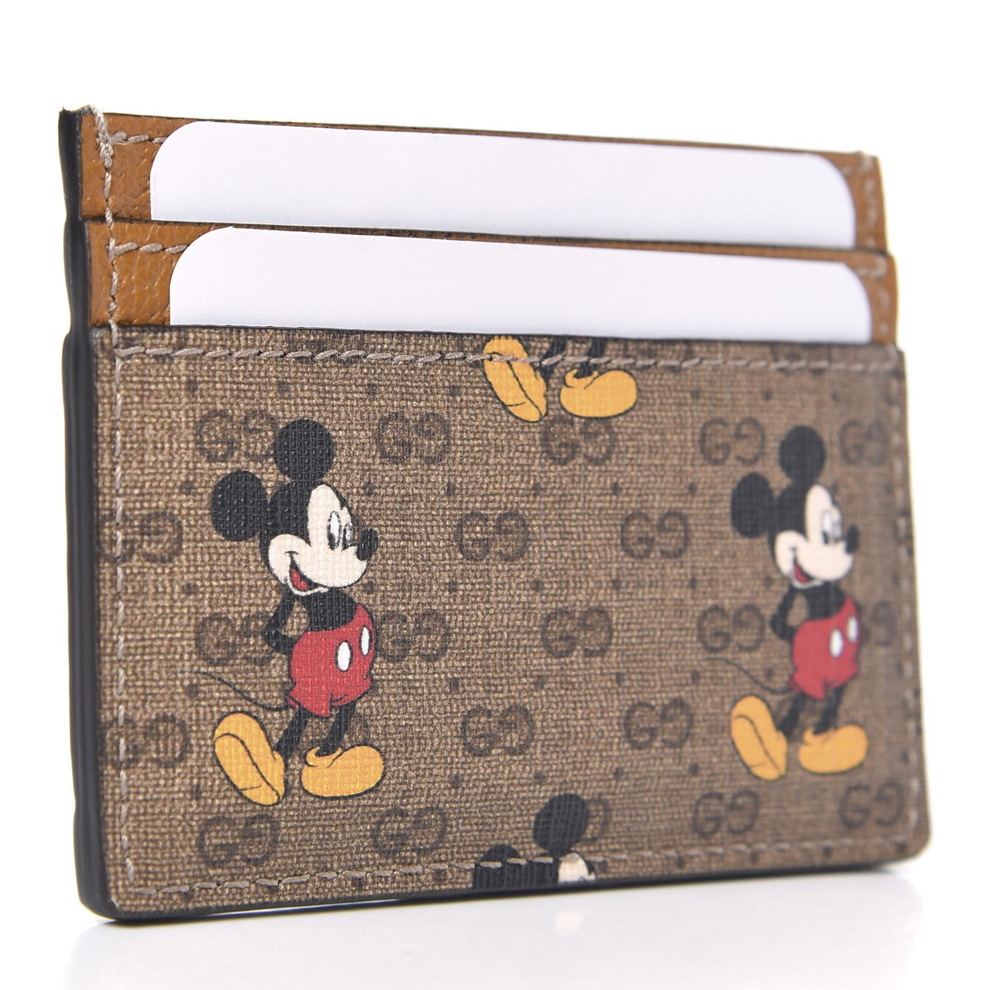 X DISNEY Mini Vintage GG Supreme Monogram Mickey Mouse Card Holder Beige Vintage Sun Oil