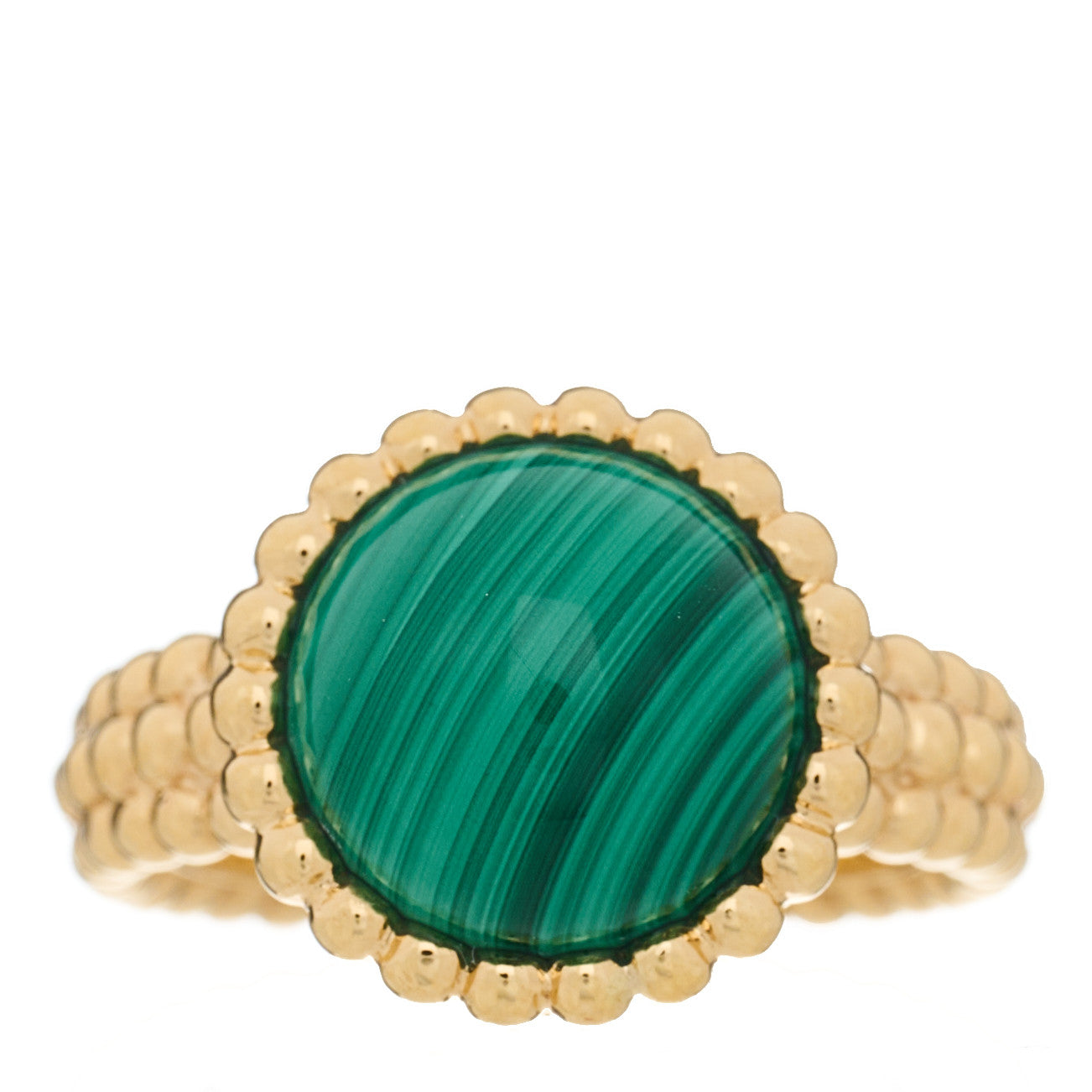 Van Cleef & Arpels 18K Yellow Gold Malachite Perlee Couleurs Ring 48 4.5 1 of 6