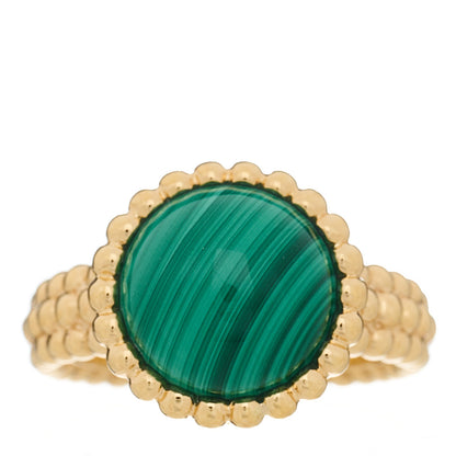 Van Cleef & Arpels 18K Yellow Gold Malachite Perlee Couleurs Ring 48 4.5 1 of 6