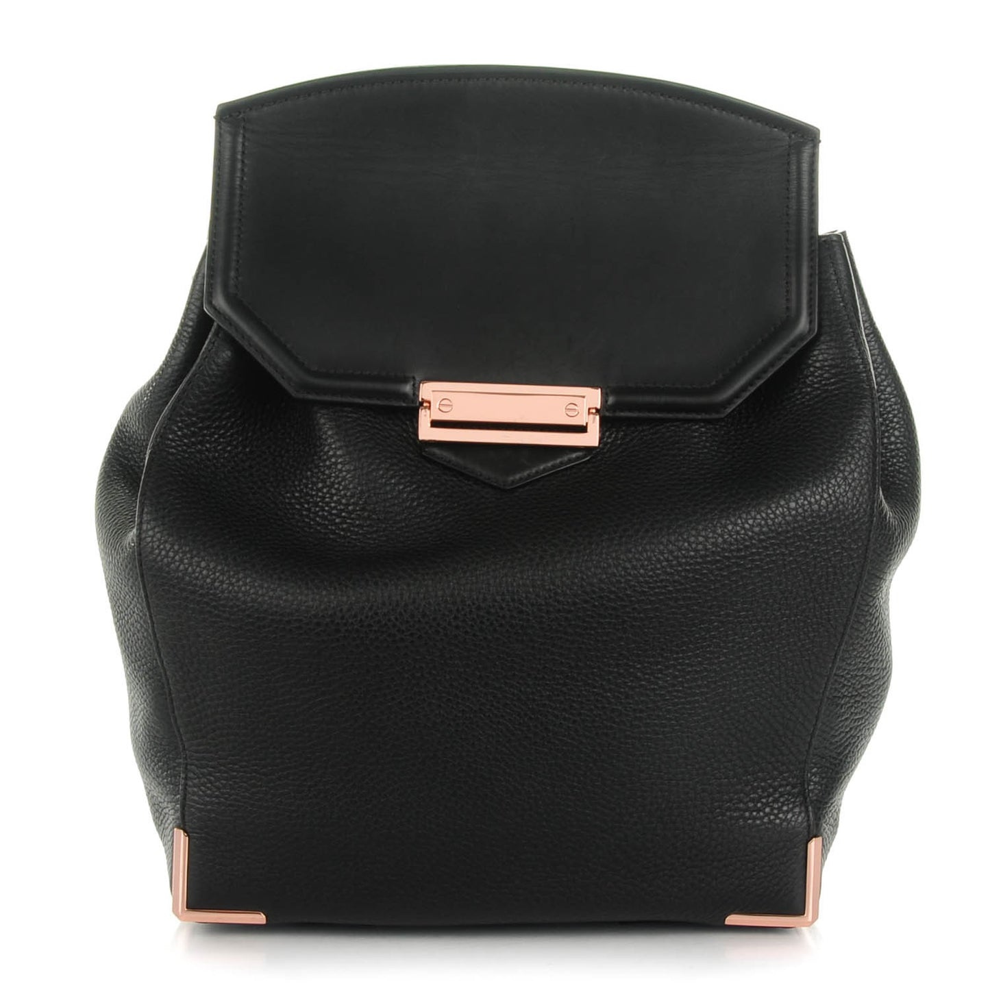 Pebbled Calfskin Prisma Skeletal Backpack Black Rose Gold Hardware