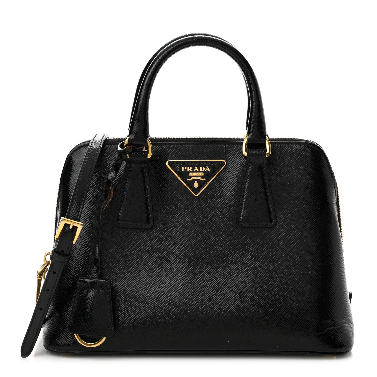 Prada Saffiano Vernice Small Promenade Tote Black 1 of 16