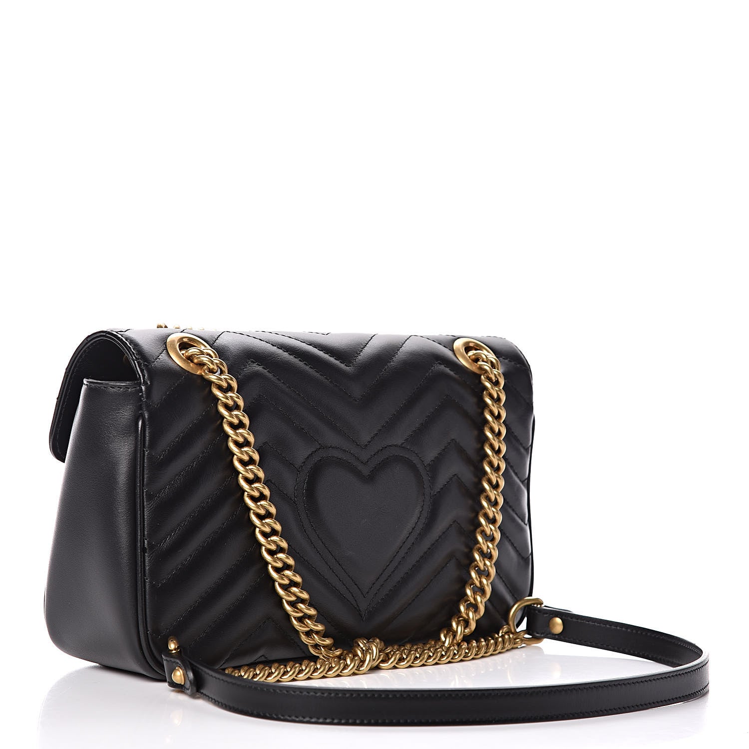 Gucci Calfskin Matelasse Small GG Marmont Shoulder Bag Black 3 of 9