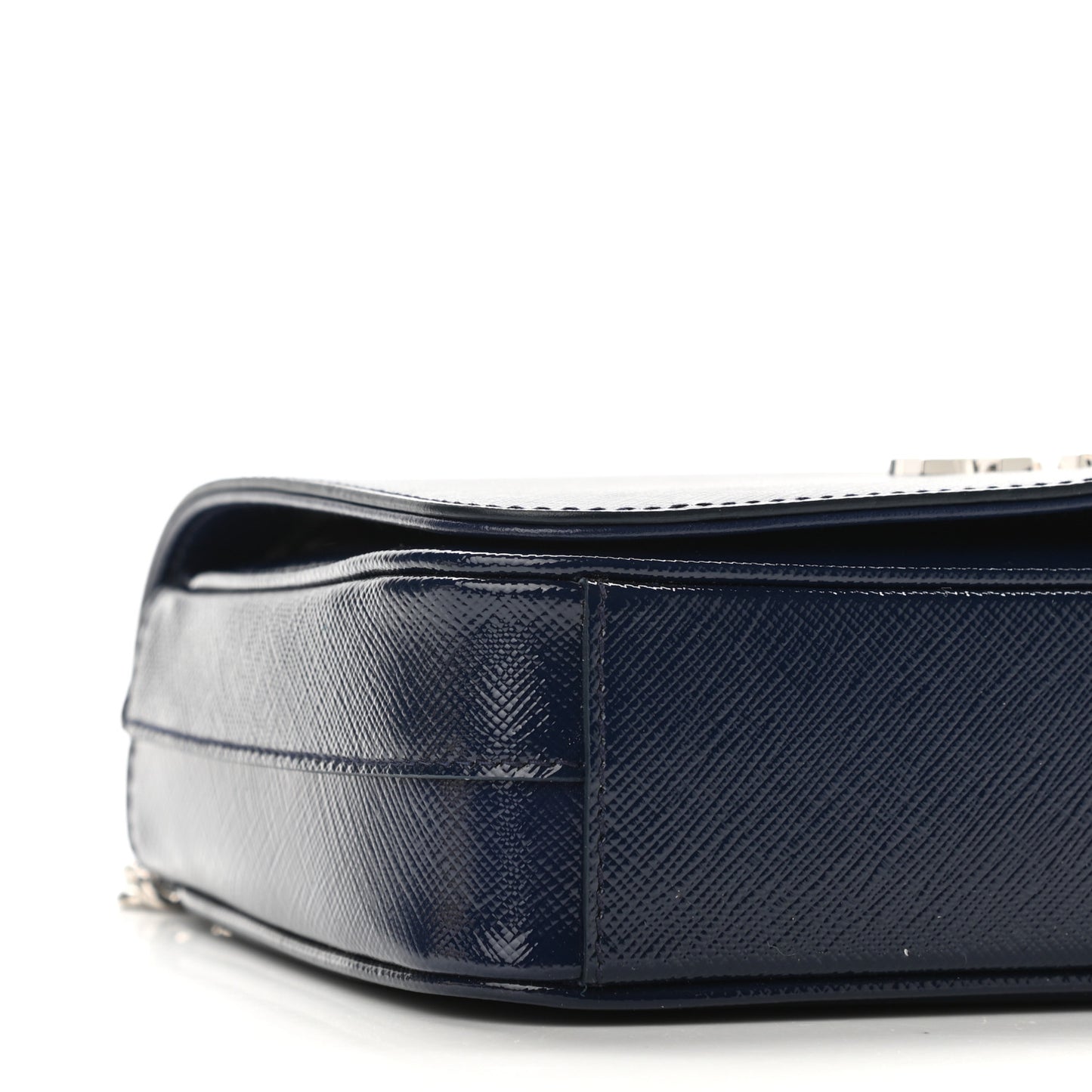 Saffiano Vernice Flap Chain Crossbody Bag Royal