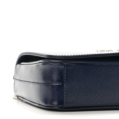 Prada Saffiano Vernice Flap Chain Crossbody Bag Royal 8 of 9