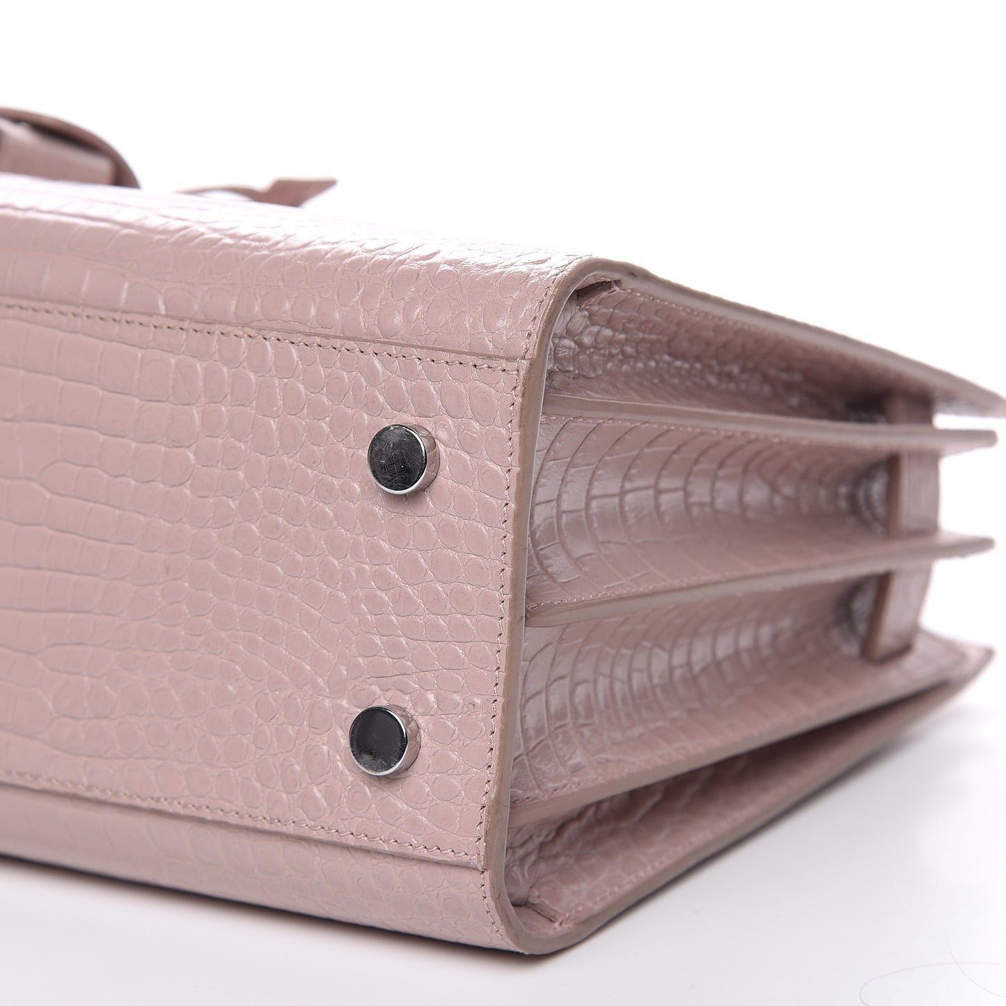 Calfskin Crocodile Embossed Baby Sac De Jour Rose Antic