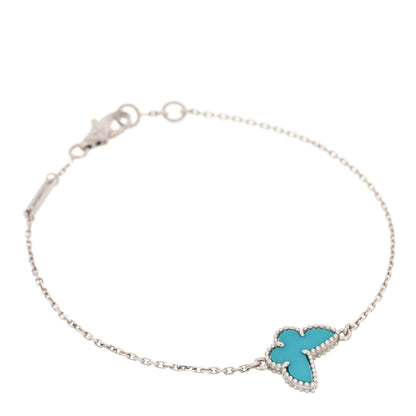 Van Cleef & Arpels 18K White Gold Turquoise Sweet Alhambra Butterfly Bracelet 1 of 5