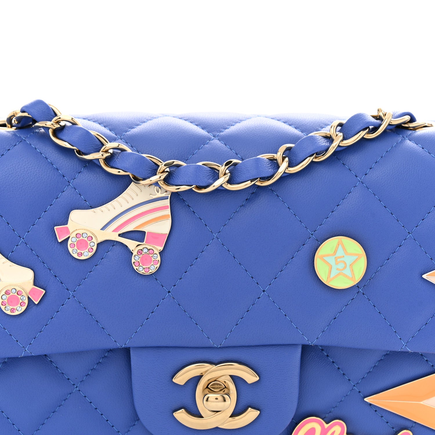 Chanel Lambskin Quilted Mini Hollywood Charms Rectangular Flap Blue 8 of 12