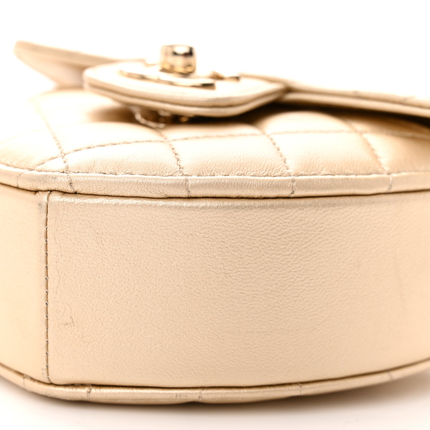 Chanel Metallic Lambskin Quilted CC In Love Heart Clutch With Chain Gold 10 of 10