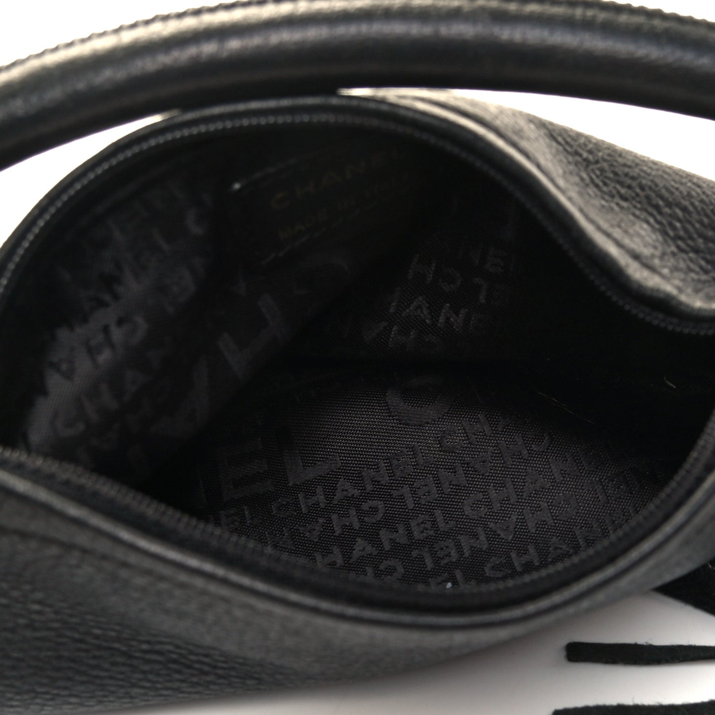 Grained Calfskin Tassel Hobo Black