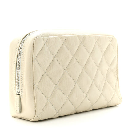 Chanel Metallic Aged Calfskin Quilted Cambon Cosmetic Case Argent Clair 3 of 9