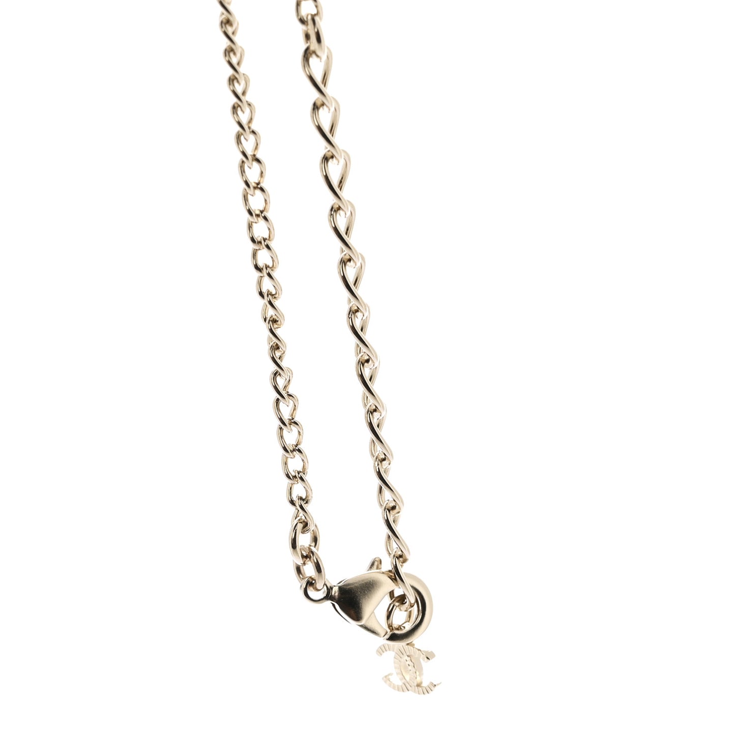 Lambskin Crystal CC Chain Necklace Gold Black