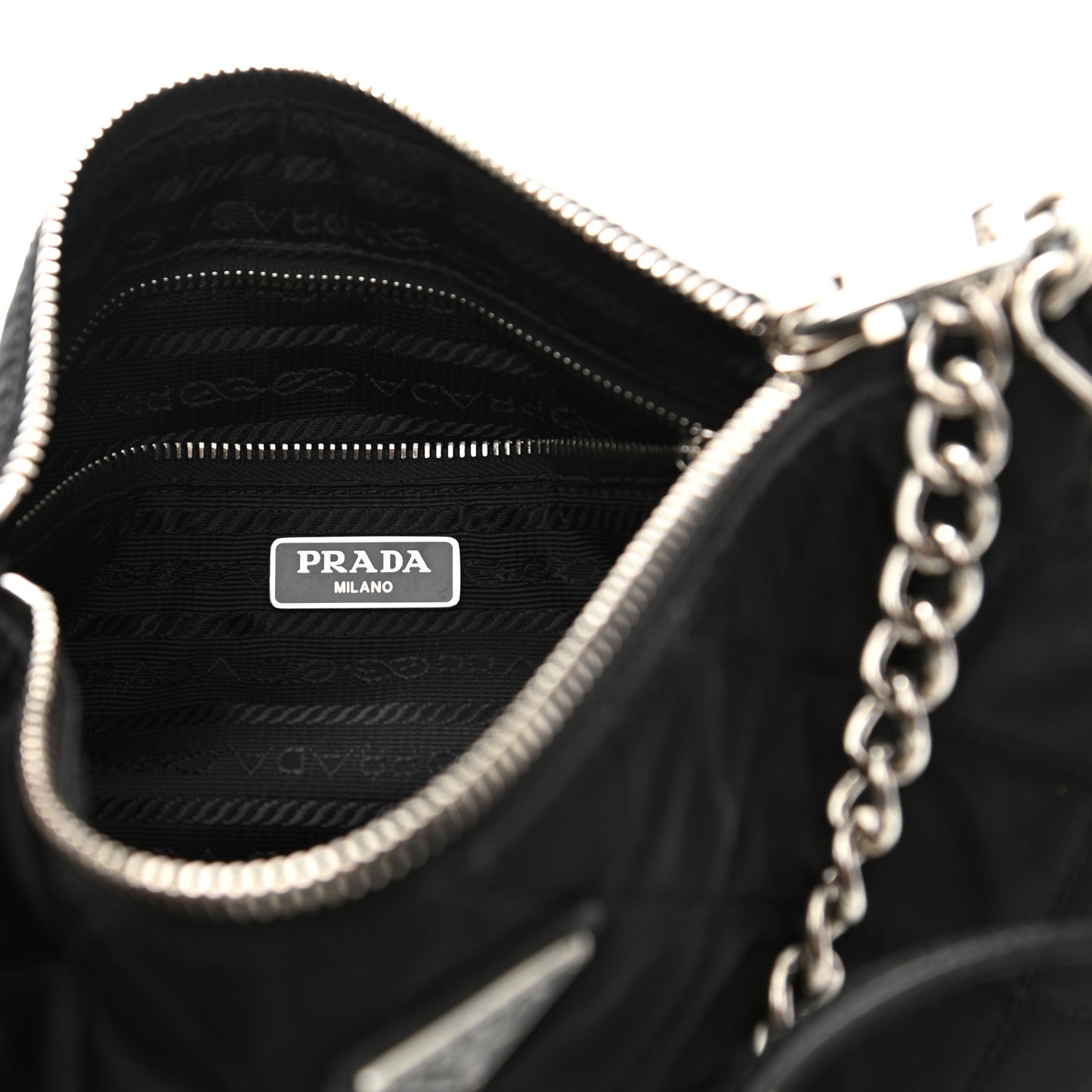 Nylon Tessuto Impuntu Quilted Crossbody Bag Black