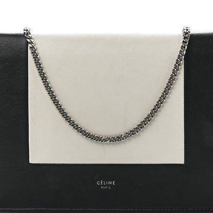 Celine Smooth Lambskin Frame Evening Chain Clutch Black White 7 of 10