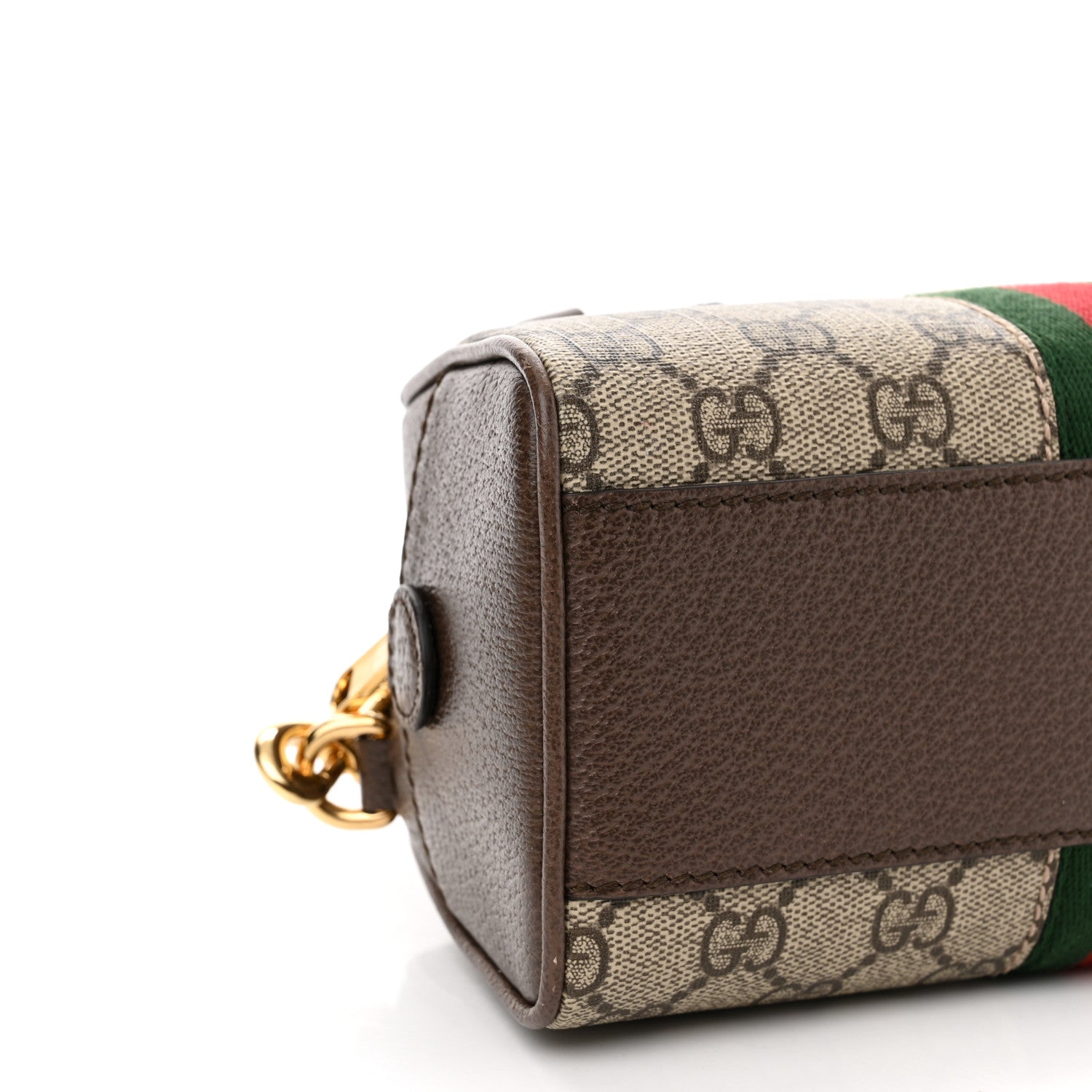 Gucci GG Supreme Monogram Textured Dollar Calfskin Web Mini Ophidia Top Handle Bowler Bag Beige Ebony New Acero 8 of 9
