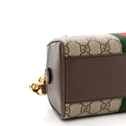 Gucci GG Supreme Monogram Textured Dollar Calfskin Web Mini Ophidia Top Handle Bowler Bag Beige Ebony New Acero 8 of 9