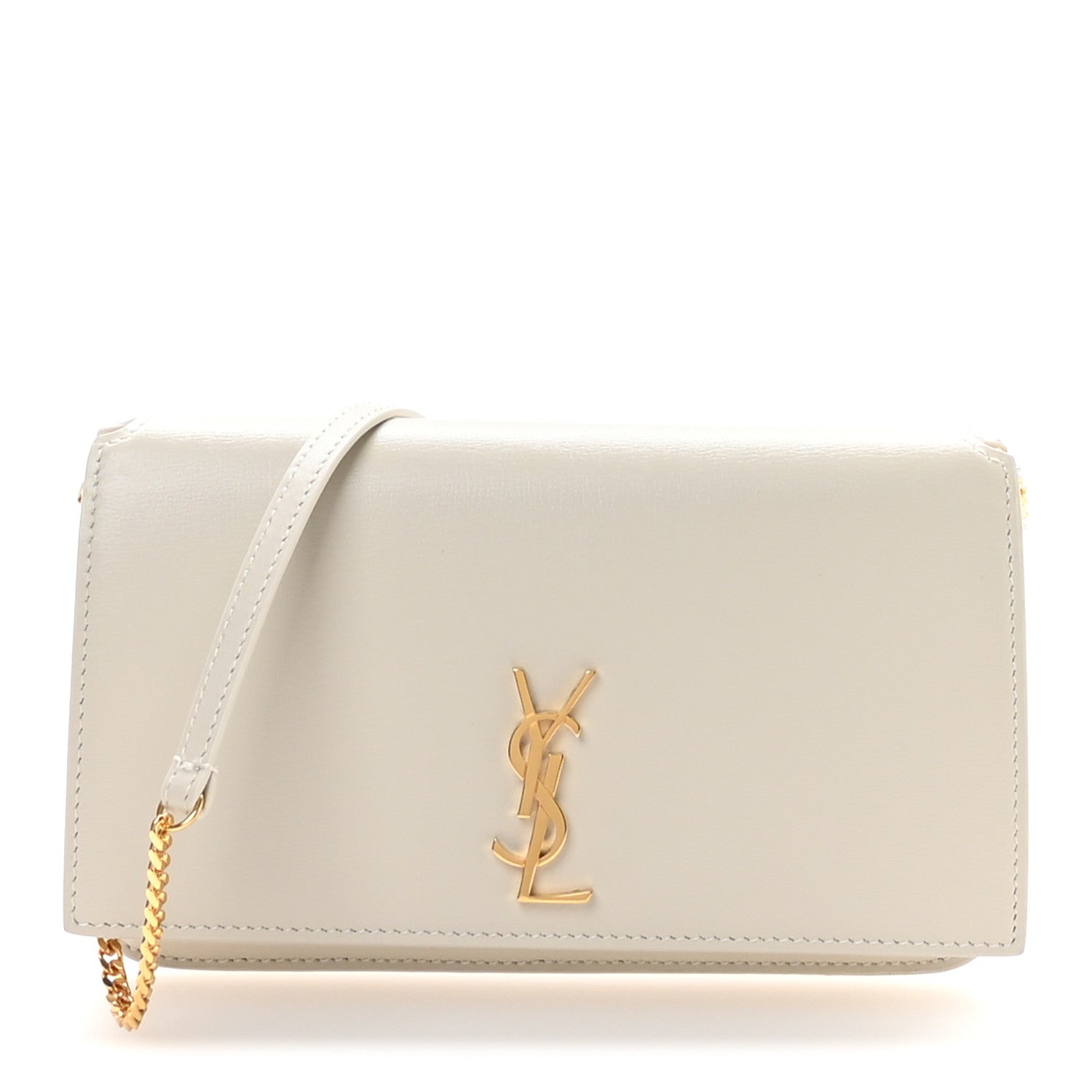 Saint Laurent Smooth Calfskin Monogram Phone Holder Crossbody Crema Soft 1 of 10