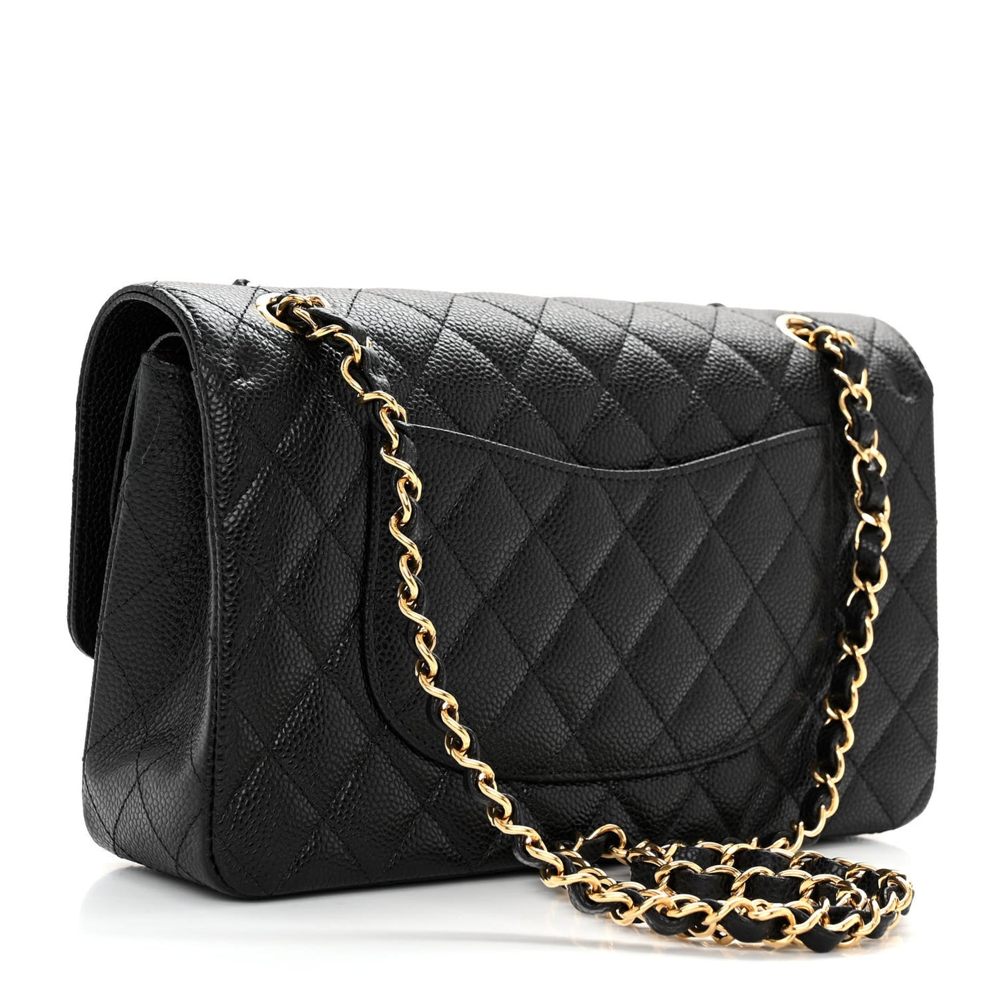 Caviar Quilted Medium Double Flap Black