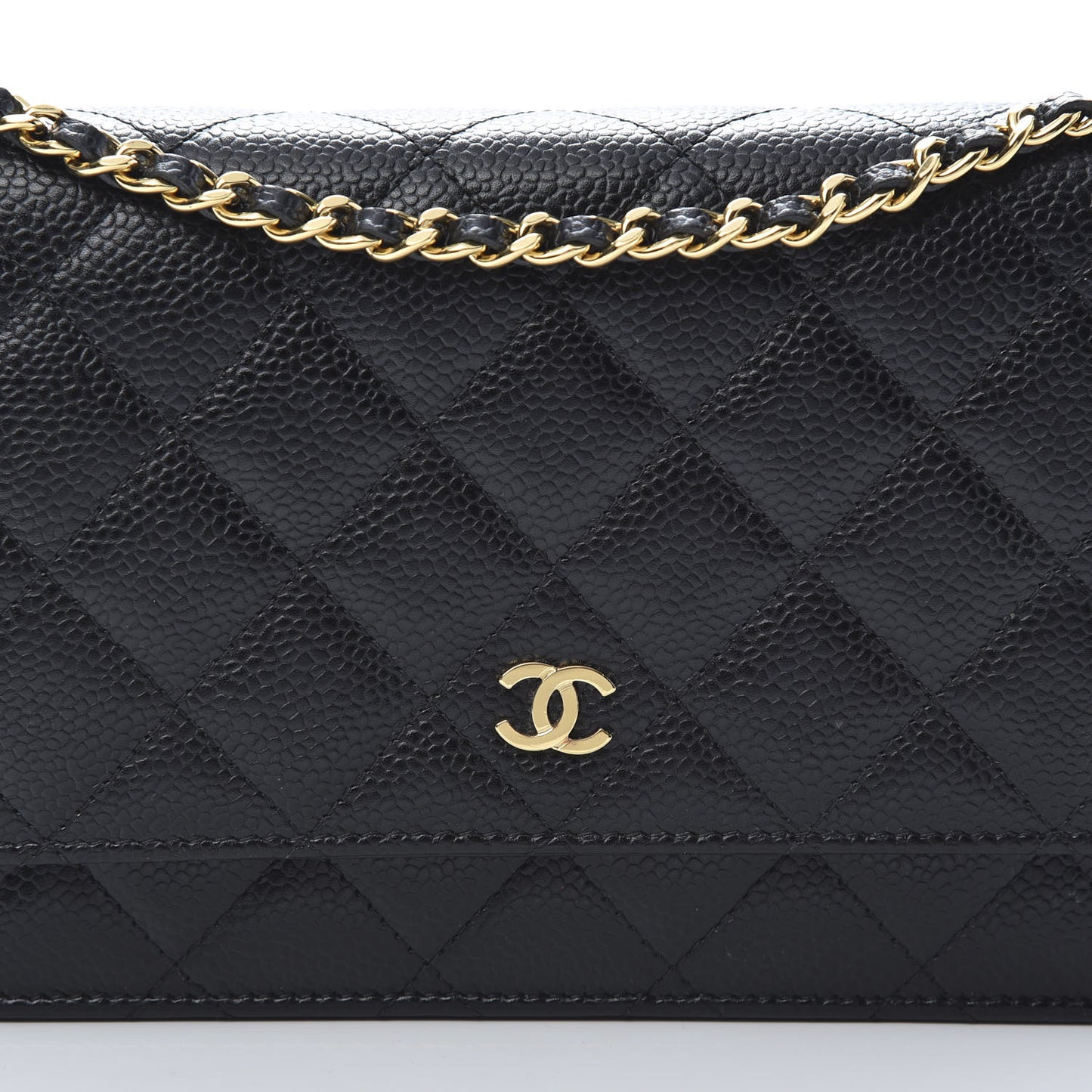 Caviar Quilted Wallet On Chain WOC Black