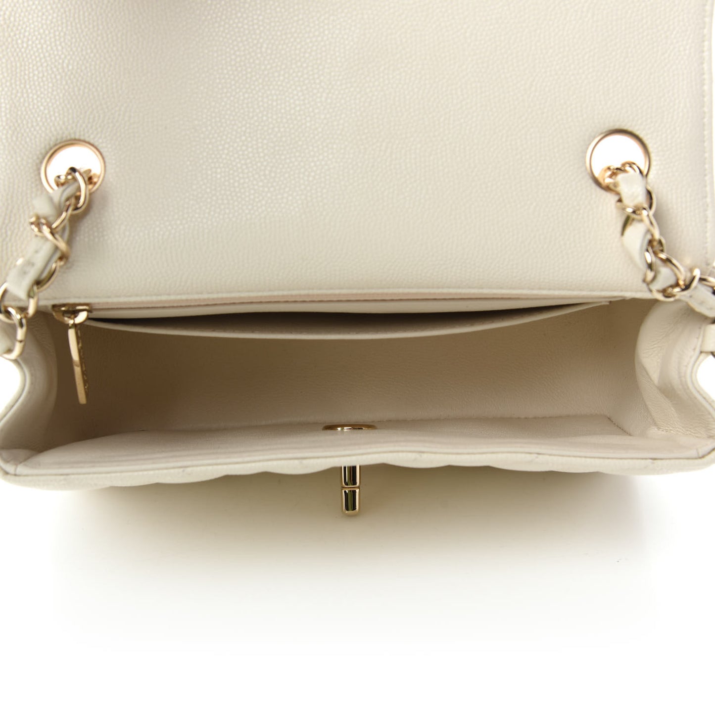 Caviar Quilted Mini Rectangular Flap White