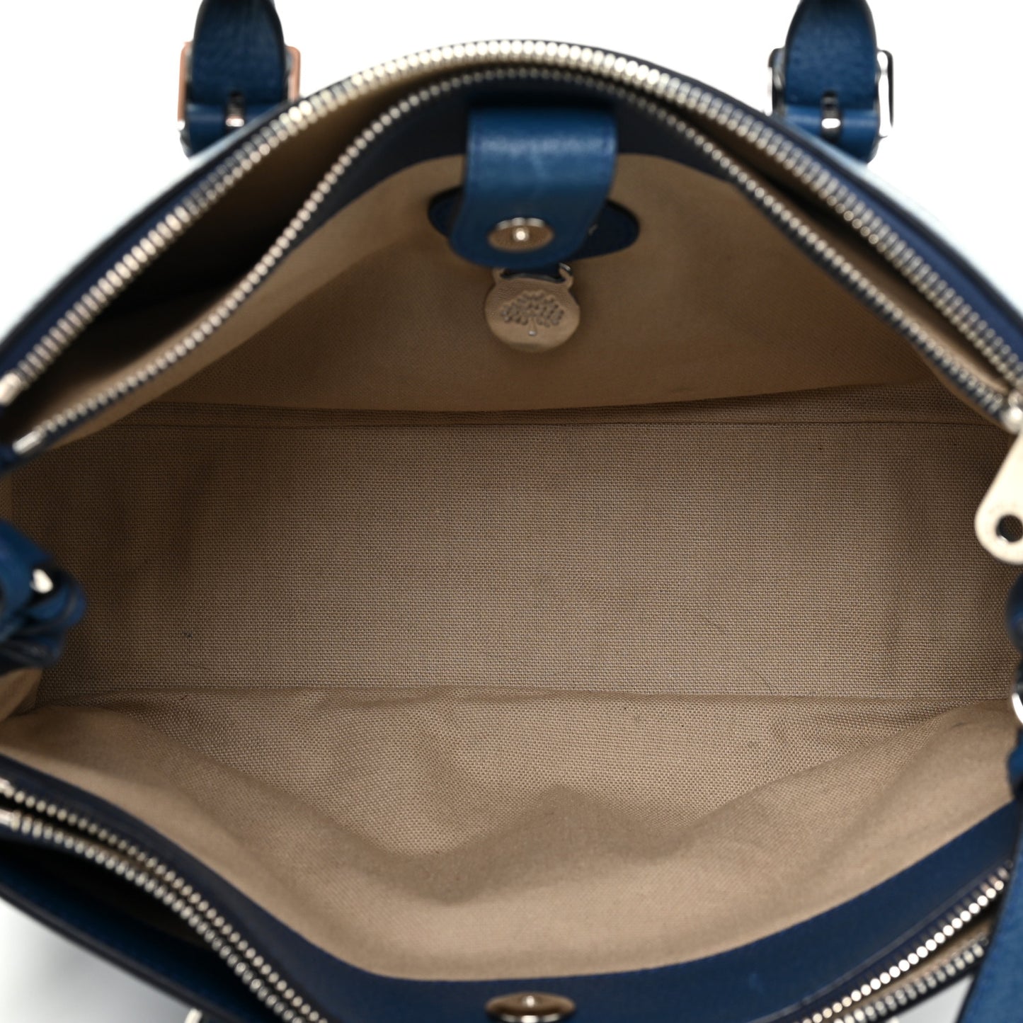 Small Classic Grain Calfskin Bayswater Double Zip Tote Blue