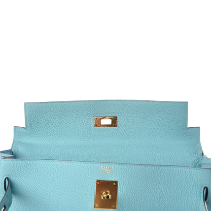 Hermes Togo Kelly Retourne 32 Bleu Atoll 27 of 33