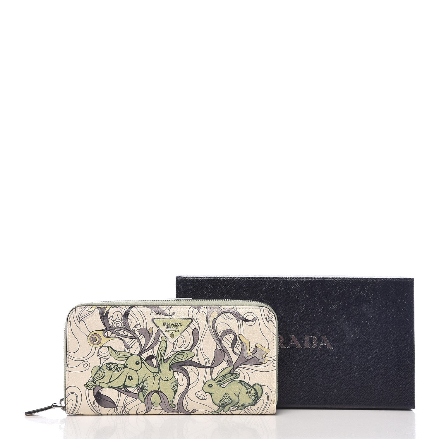 Prada X JAMES JEAN Glace Calfskin Rabbit Print Zip Around Wallet Giada 8 of 8