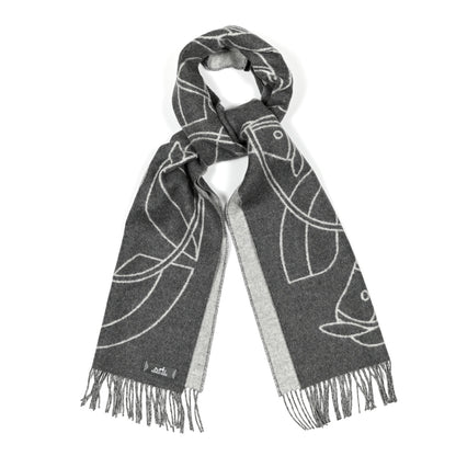 Hermes Cashmere Casaque Entrelacs Equestres Muffler Anthracite Gris Clair 1 of 3
