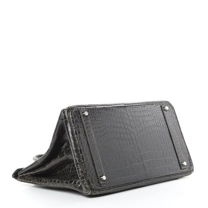 Hermes Shiny Porosus Crocodile Birkin 40 Graphite 5 of 45