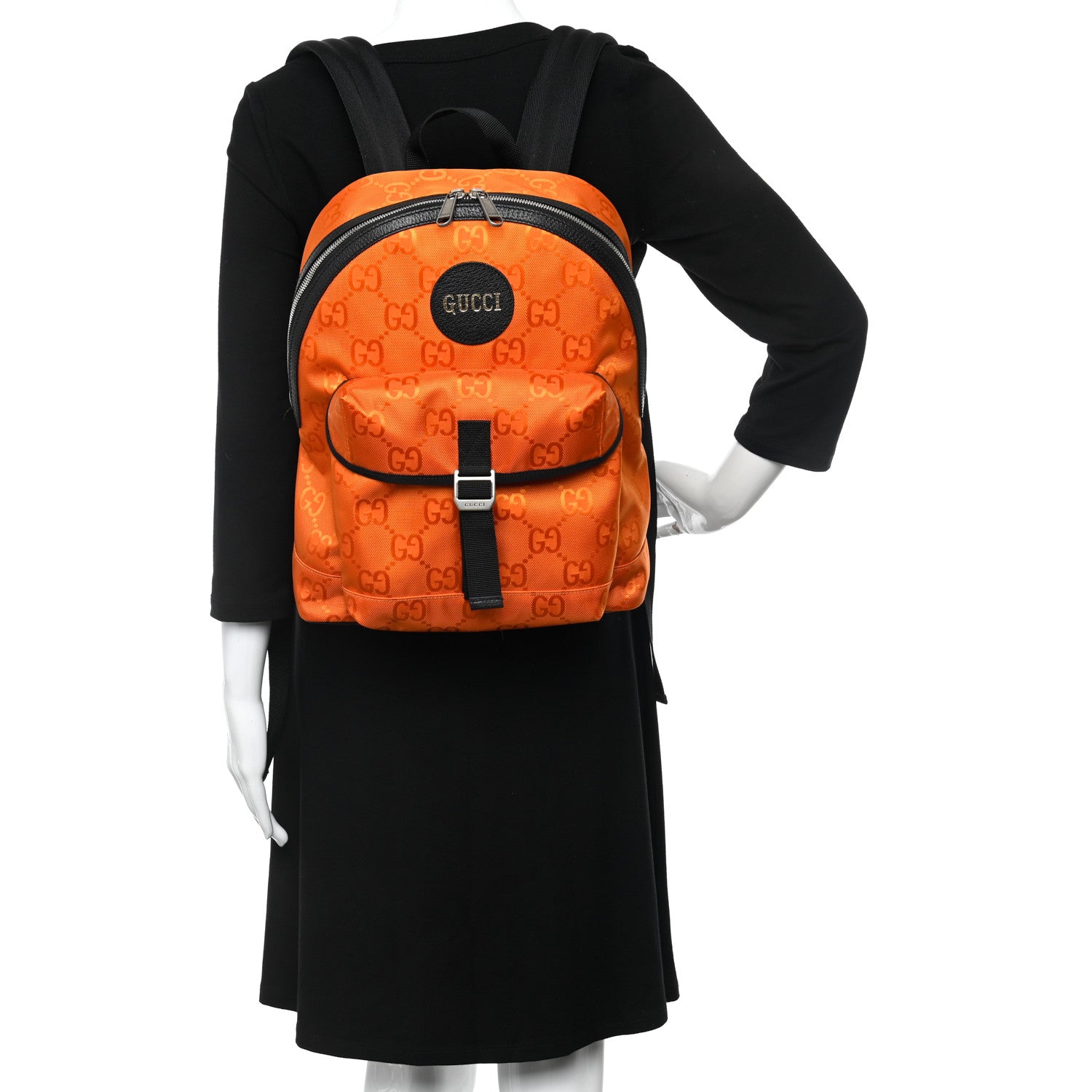 Gucci Econyl Nylon Monogram Off The Grid Backpack Carrot Orange Black 2 of 10