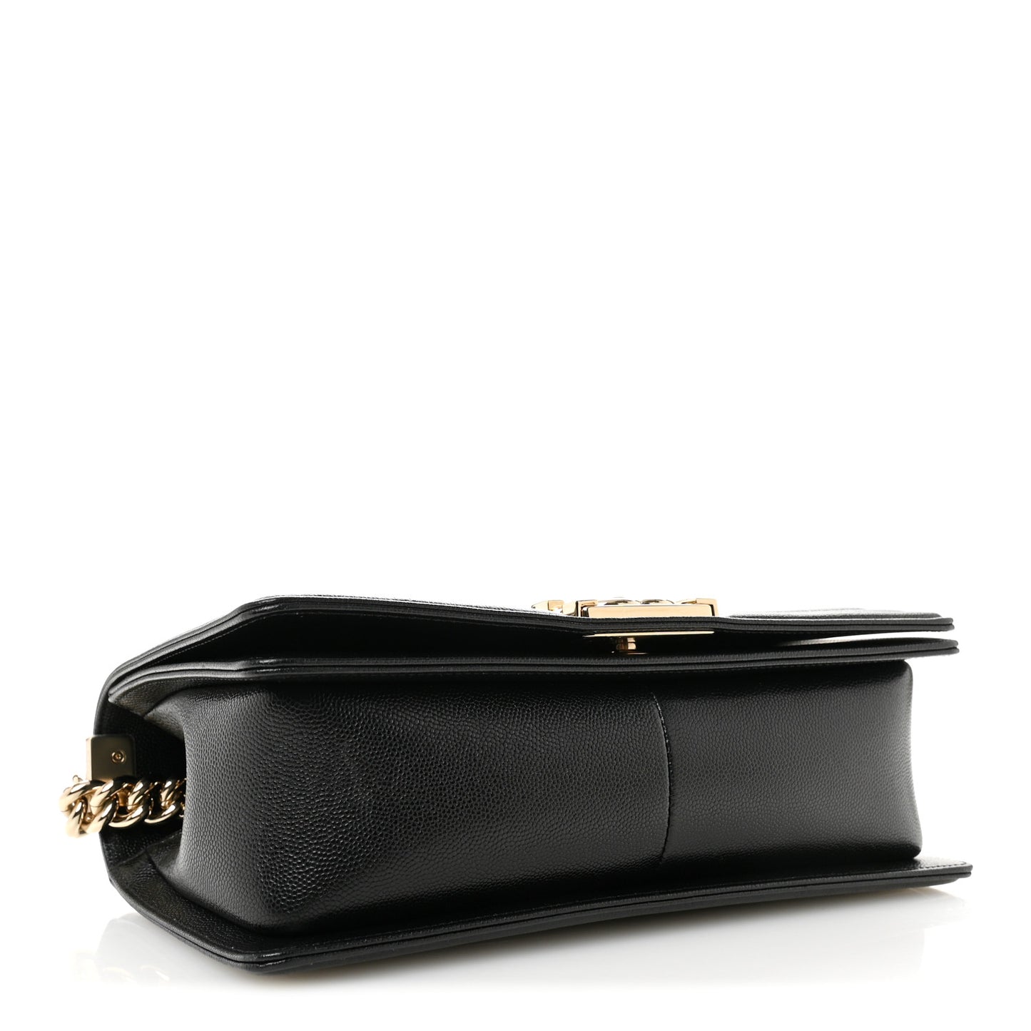 Caviar Chevron Quilted Medium Boy Flap Black