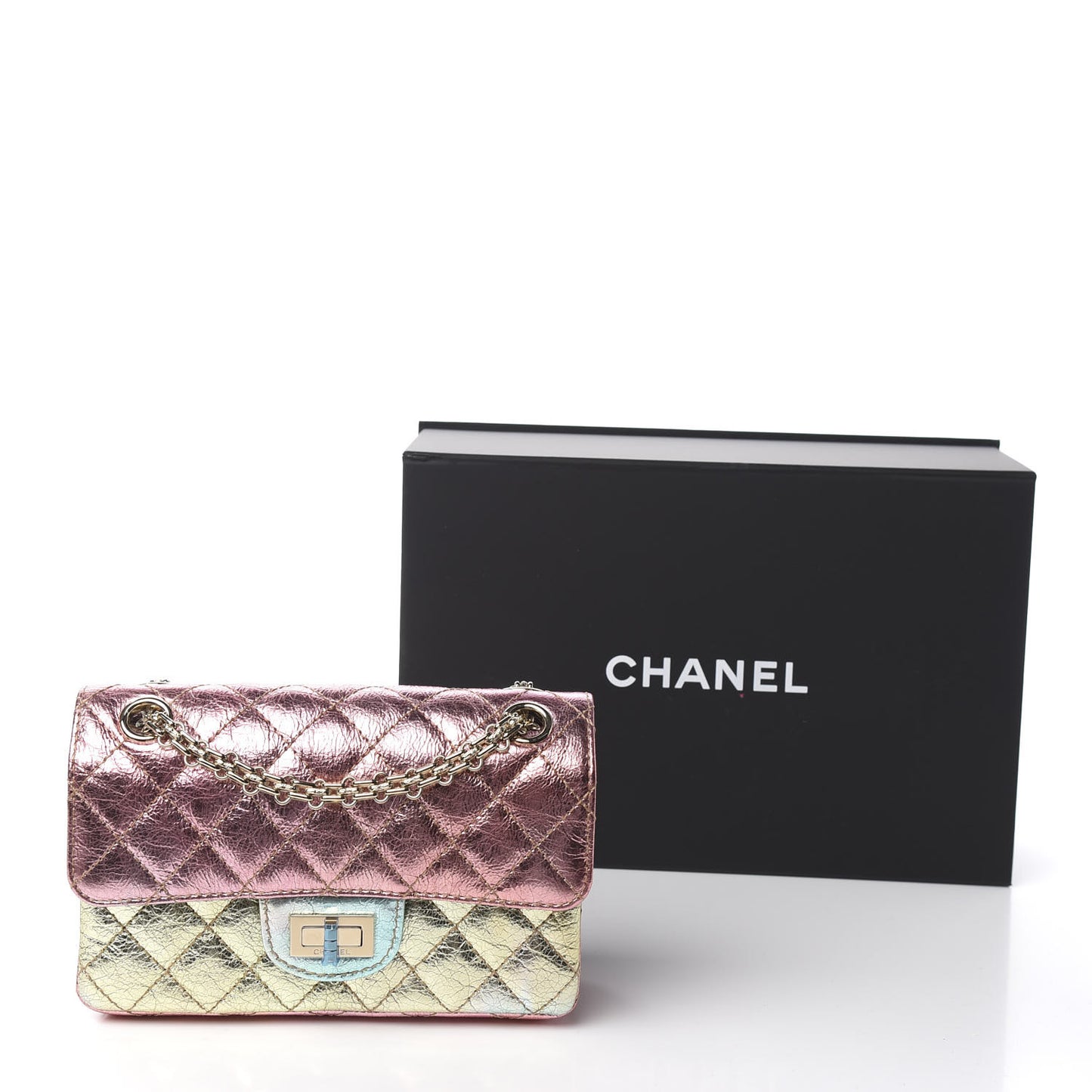 Metallic Goatskin Quilted Mini 2.55 Reissue Flap Multicolor