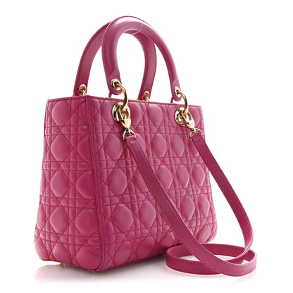 Christian Dior Lambskin Cannage Medium Lady Dior Fuchsia 3 of 16