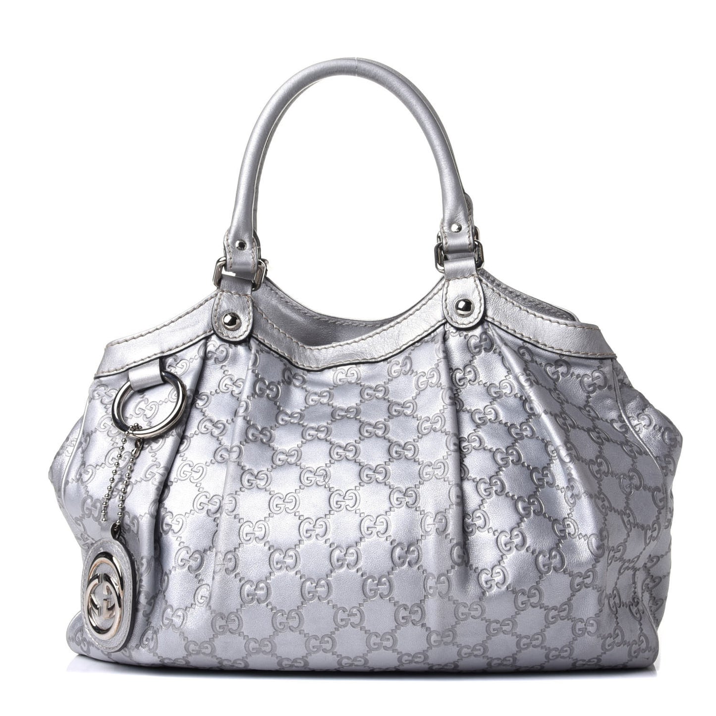 Guccissima Medium Sukey Tote Silver